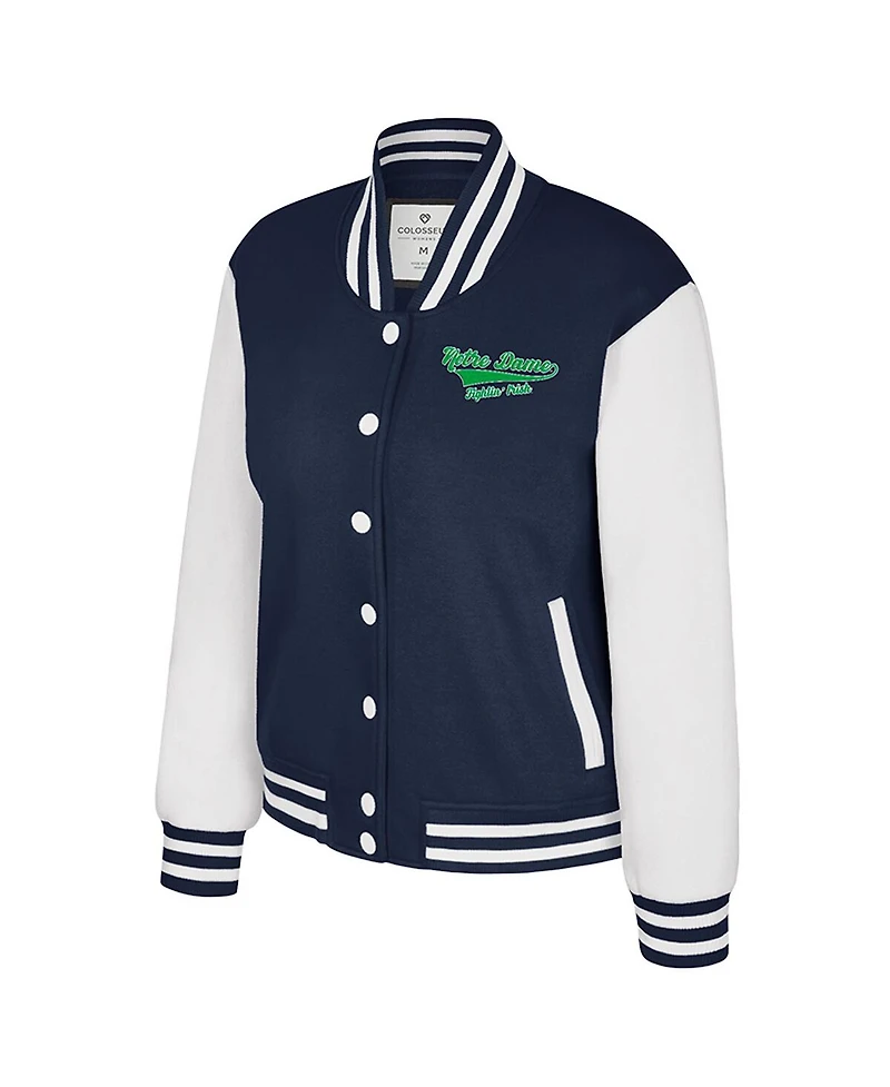 Colosseum Women's Navy Notre Dame Fighting Irish French Baguette Full Snap Fleece Jacket