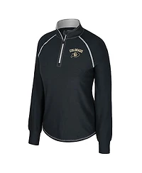 Colosseum Women's Black Colorado Buffaloes Bikram Raglan Quarter-Zip Top