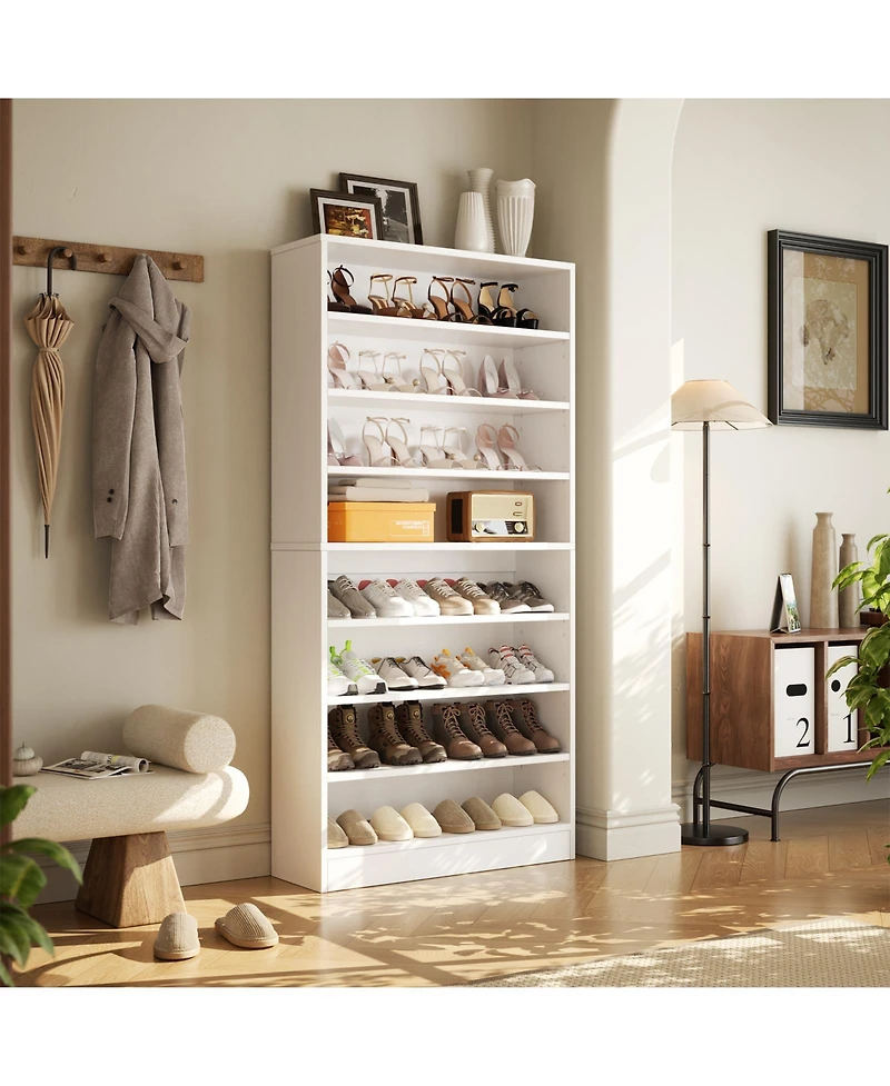 Aheaplus 9-Tier Wood Shoe Storage Cabinet (Holds 40-45 Pairs)