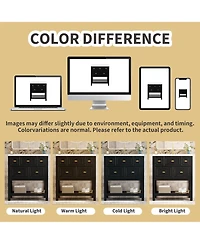 Casainc 30-Inch Bathroom Vanity with Ceramic Sink Combo, Freestanding Single Vanity, 5 Drawers & Solid Wood Storage