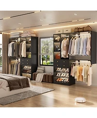 Aheaplus Closet System with Wooden Drawers and Two Hanging Rods