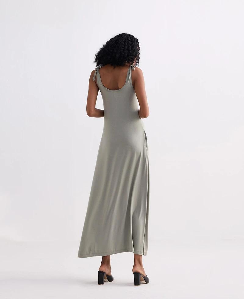 Reistor Women's Maxi Dress with Shoulder Tie-Details