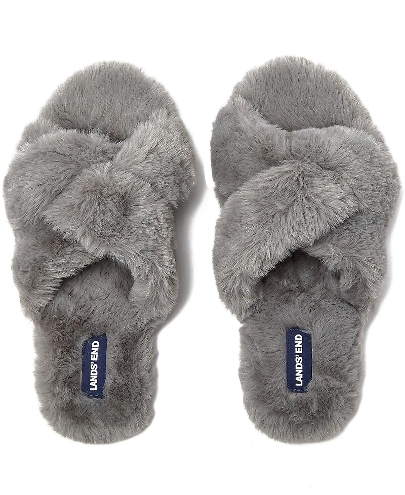 Lands' End Women's Fluffy Slide House Slippers
