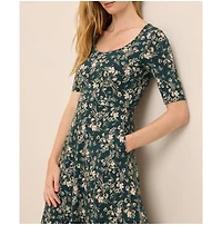 Pact Women's Organic Cotton Fit & Flare Scoop Midi Dress