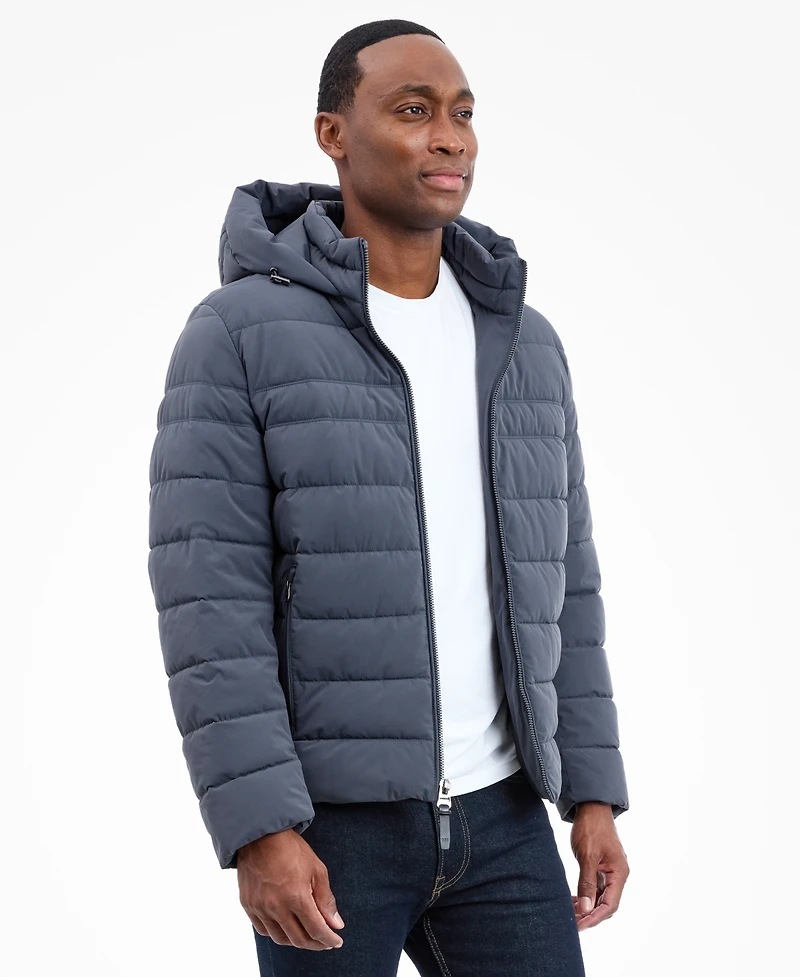 Michael Kors Men's Dressy Hooded Stretch Packable Jacket