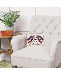 Patriotic Crossed Usa American Flag Stars & Stripes Accent Pillow, 14" x 20"