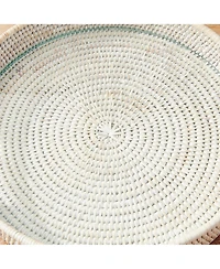 Napa Home & Garden 12.75" Burma Rattan Whitewash Round Natural Woven Wicker Serving Tray