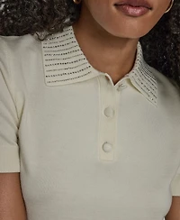 Bcbg Women's Short Sleeve Collared Neck Top