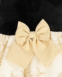 Rare Editions Baby Girls 2-Piece Velvet Long Sleeves Bodice Dress and Diaper Cover Set