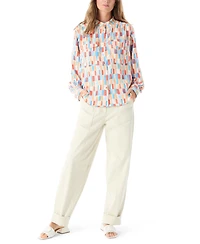 Dee Ocleppo Women's printed Stand Collar Long Sleeve Top