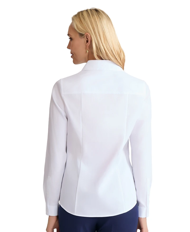 Jones New York Women's Easy Care Button Up Long Sleeve Blouse