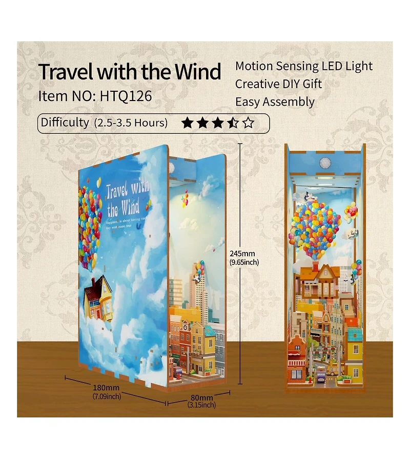 Flash Popup Diy 3D Book Nook Kit Travel with the Wind 143pcs