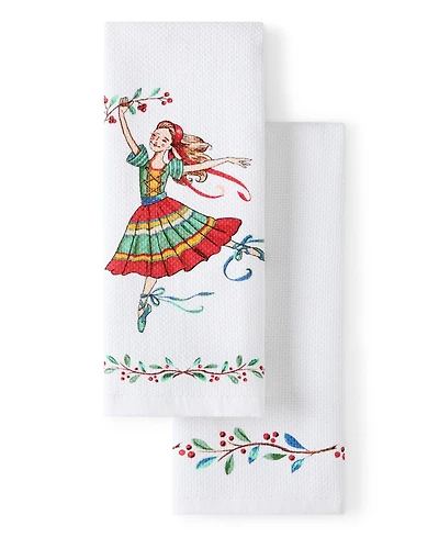 Fiesta Ballerina Holiday Holly Sprig 2-Pc. Kitchen Towel Set