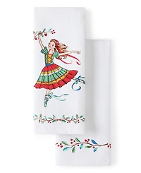 Fiesta Ballerina Holiday Holly Sprig 2-Pc. Kitchen Towel Set