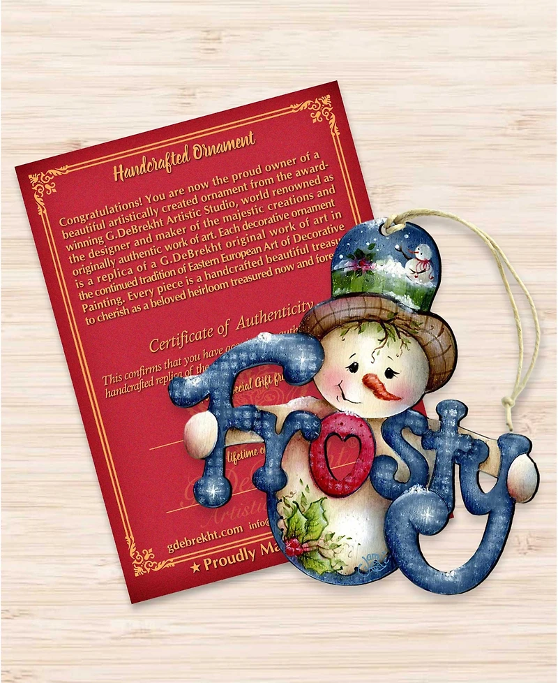 Designocracy Frosty Wooden Holiday Ornament