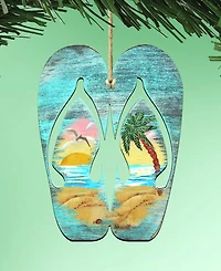 Designocracy Rustic Flip Flops Wooden Ornament