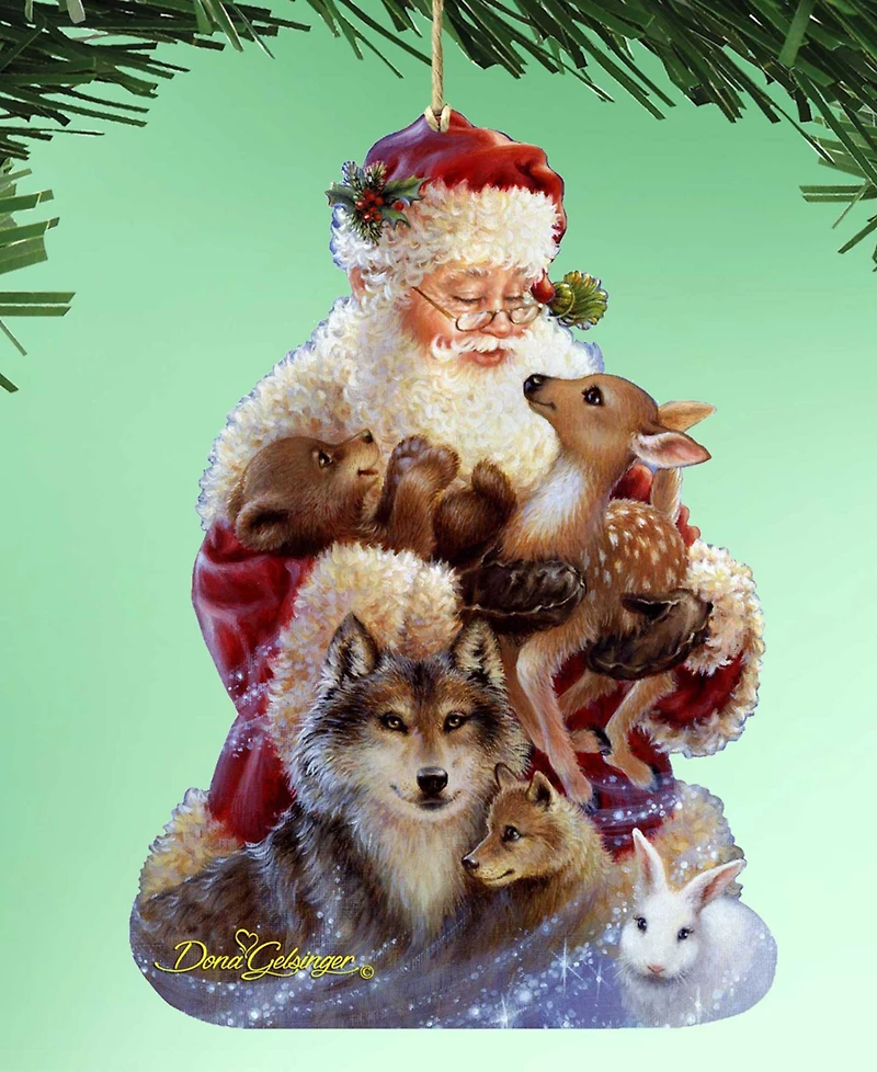 Designocracy Santa Little Friends Wooden Ornament