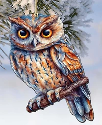 Designocracy Alaskan Great Horned Owl Wooden Ornament