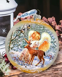 G. Debrekht Guardian Angel Fawn Le Glass Ornament