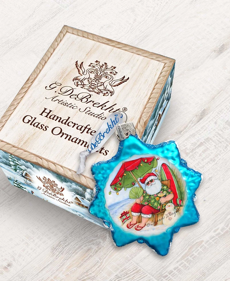 Designocracy Santa on Beach Glass Ornaments S. Winget