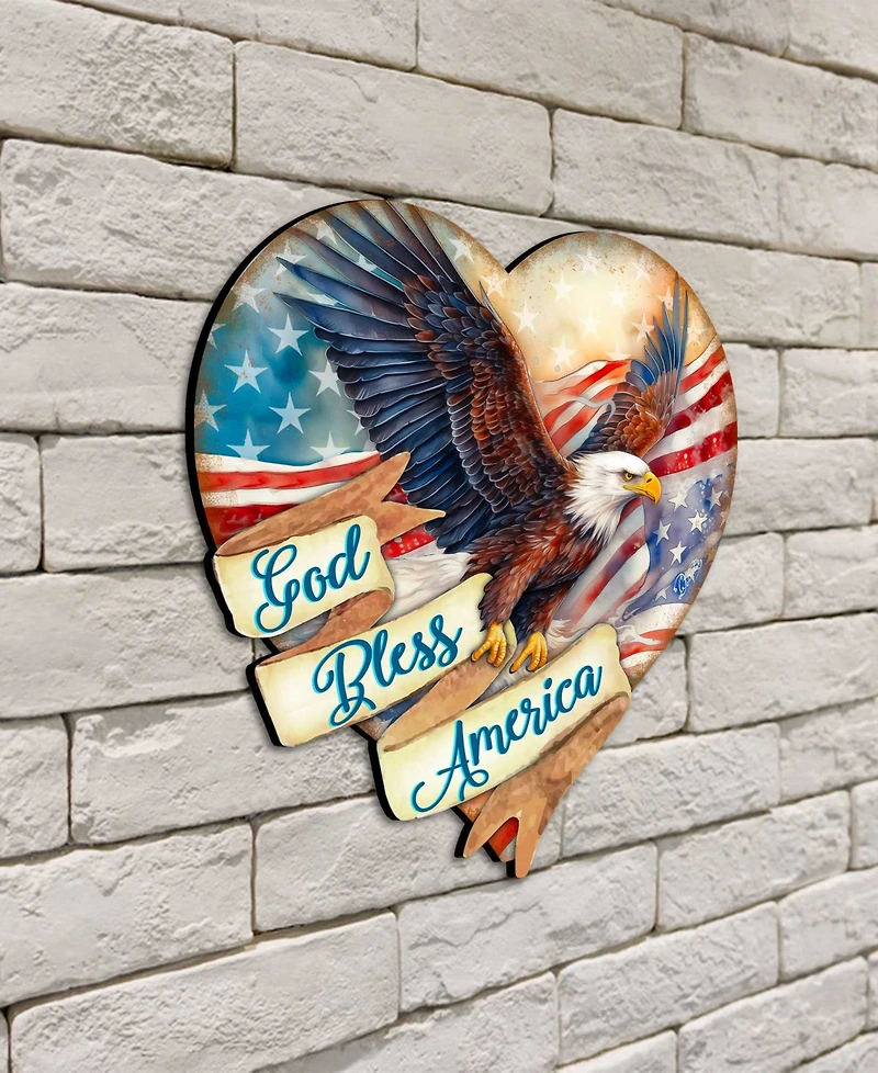Designocracy God Bless America Patriotic Eagle Decor