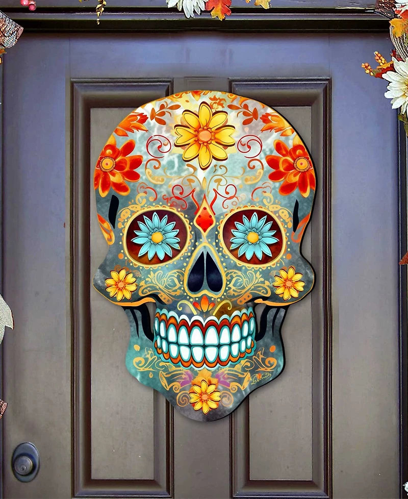 Designocracy Sugar Skull Holiday Door Decor