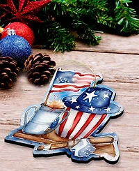 Designocracy American Farmhouse Wooden Ornaments, Set of 3