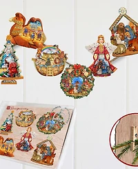 Designocracy Nativity Wooden Clip-on Ornaments, Set of 6