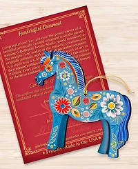 Designocracy Danish Horse Christmas Wooden Ornament