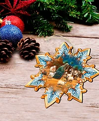 Designocracy Nativity Snowflake Wood Ornaments, Set of 3