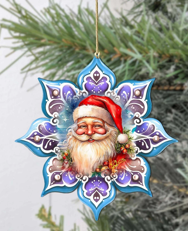 Designocracy Smiling Santa Snowflake Holiday Ornament