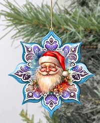 Designocracy Smiling Santa Snowflake Holiday Ornament