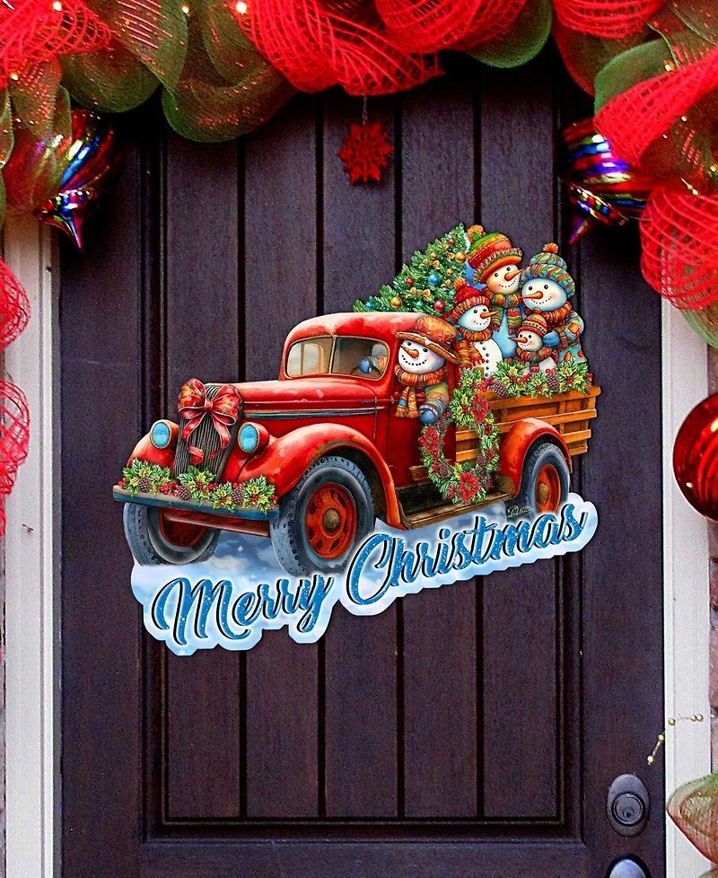 Designocracy Snowman Family Truck Door Hanger
