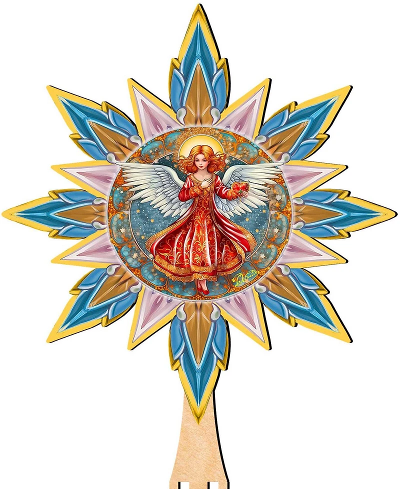 Designocracy Angel with Love Wooden Tree Topper