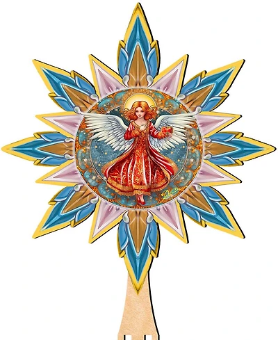 Designocracy Angel with Love Wooden Tree Topper