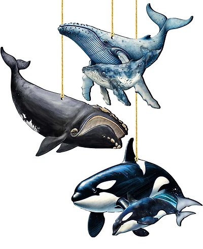 Designocracy Ocean Life Christmas Ornaments, Set of 3