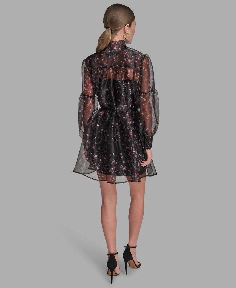 Bcbg Women's Floral Puff Long Sleeves Dress