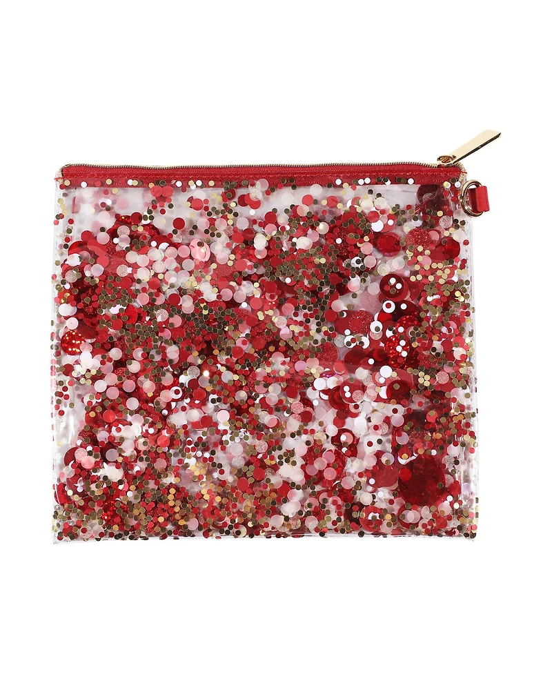 Packed Party Spirit Squad Confetti Everything Pouch, Makeup Bag, Travel Bag,Cosmetic Bag for Women (Red)