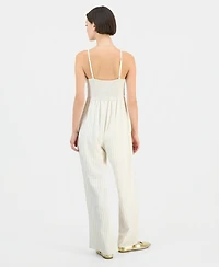 Sincerely Jules Juniors' Crochet-Bust Sleeveless Jumpsuit