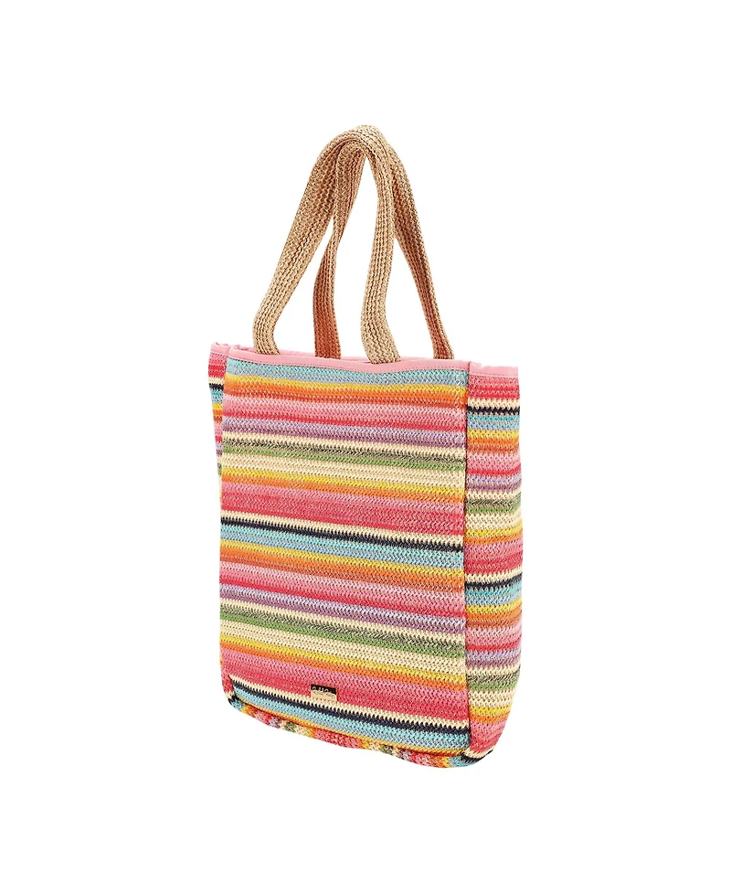 Packed Party Smiley Face Woven Rainbow Tote | Beach Bag | Work Bag