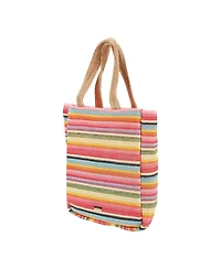 Packed Party Smiley Face Woven Rainbow Tote | Beach Bag | Work Bag