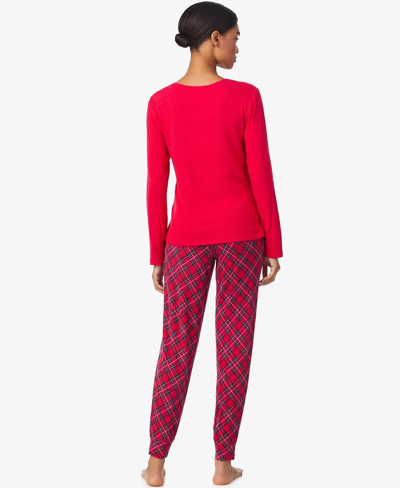 Lauren Ralph Women's Henley Neck and Long Pant Pajama Set