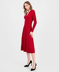 T Tahari Women's Metallic Wrap Fit & Flare Dress