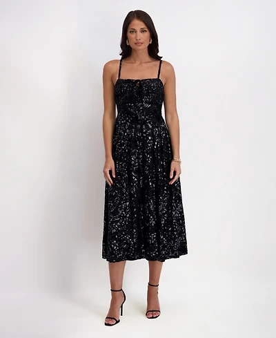 kensie Women's Burn Out Foil Slip Sleeveless Dress