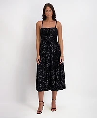 kensie Women's Burn Out Foil Slip Sleeveless Dress