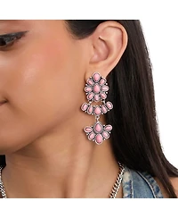 Jessica Simpson Pink Stone Statement Drop Earrings in Floral Shape
