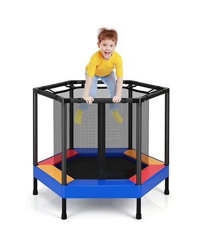 Gymax 48'' Hexagonal Kids Trampoline Recreational Bounce Jumper W/Foam Padded Handrails
