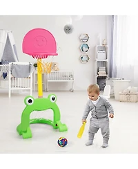 3-in-1 Kids Basketball Hoop Set Adjustable Sports Activity Center w/Balls