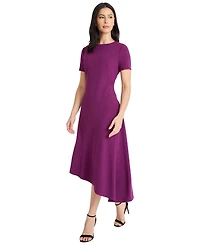 Maggy London Women's Asymmetrical Short Sleeves Midi Dress