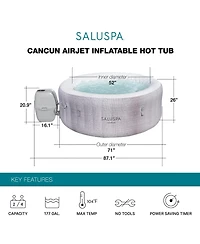 Bestway SaluSpa Cancun AirJet Inflatable Hot Tub with 120 Soothing Jets, Gray